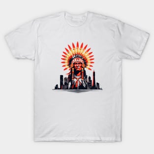 American Native Indian Chef In The Modern City Discovery T-Shirt